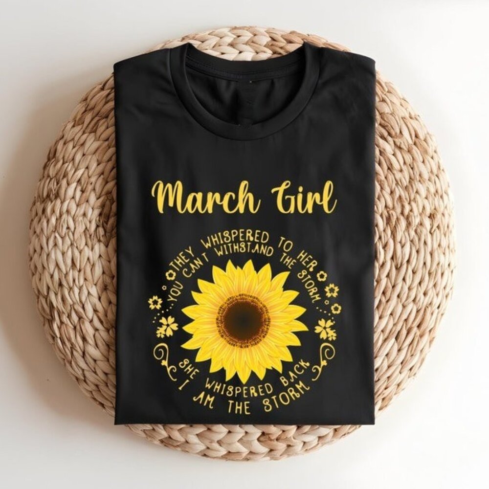 March Girl Shirt, March Birthday Shirt, March Sunflower Girls Birthday Shirt